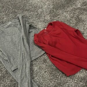 2 long sleeve fitted cropped tees